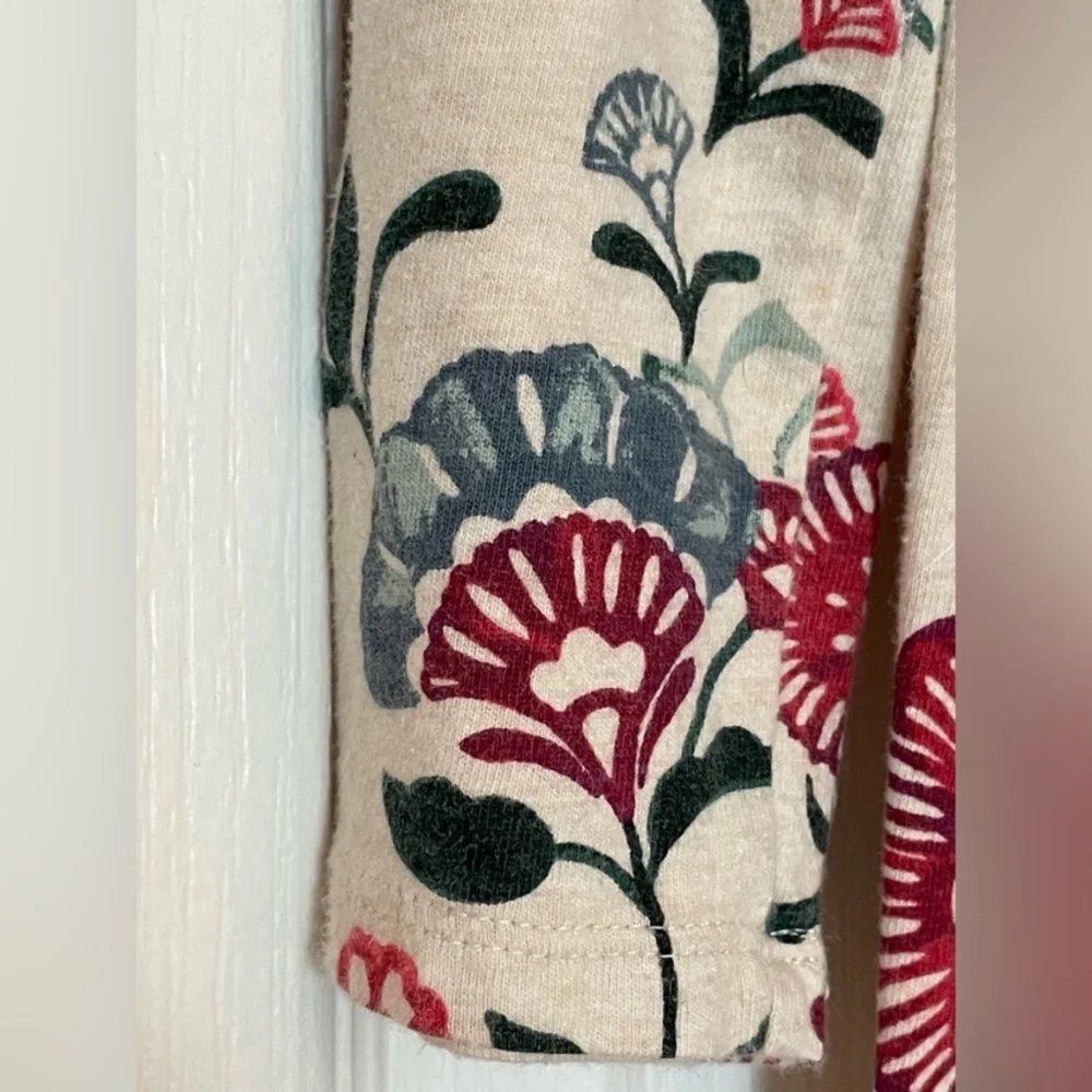 Floral Print V-Neck Dress - Cream and Red